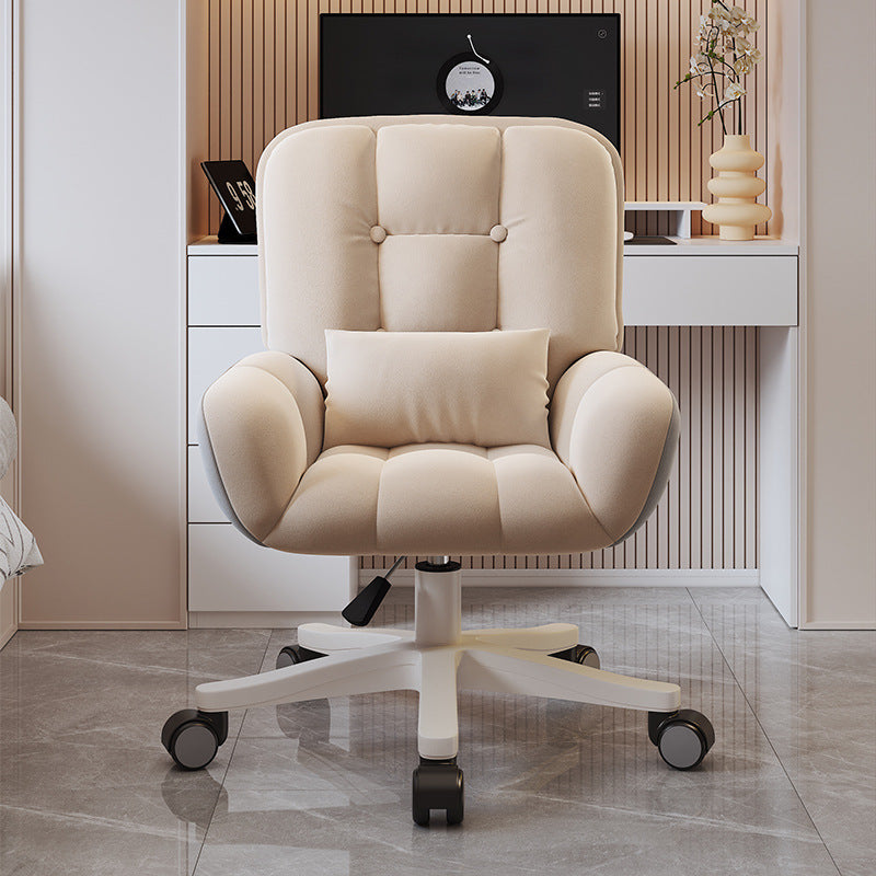 Modern Minimalist Velvet PU Leather & Nylon Square Desk Chair With Adjustable Height For Home Office DFM-F