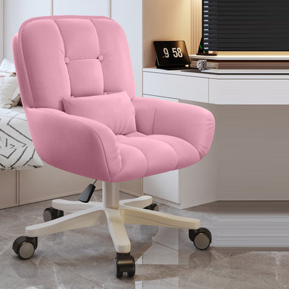 Modern Minimalist Velvet PU Leather & Nylon Square Desk Chair With Adjustable Height For Home Office