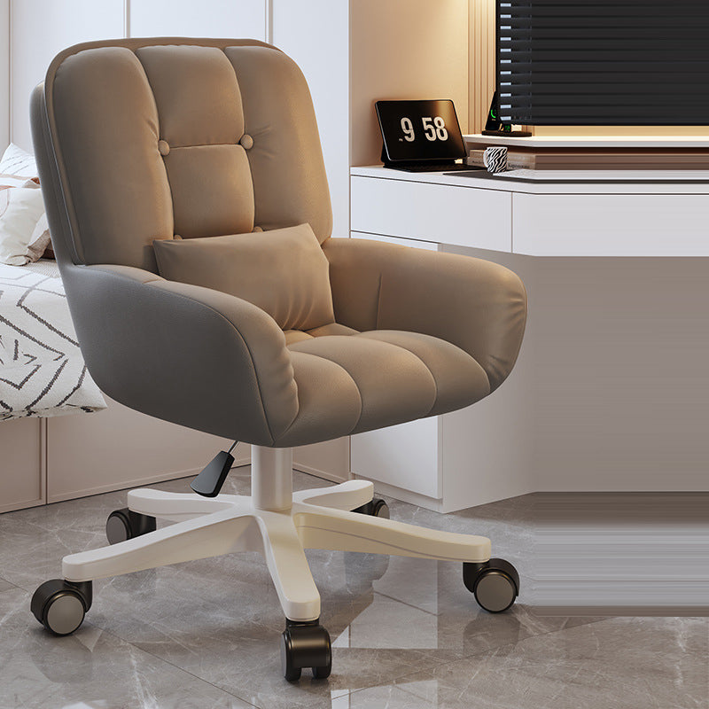 Modern Minimalist Velvet PU Leather & Nylon Square Desk Chair With Adjustable Height For Home Office DFM-F