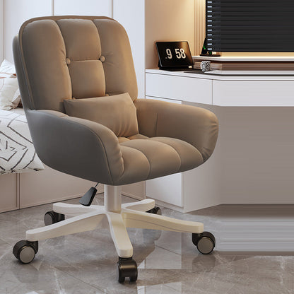 Modern Minimalist Velvet PU Leather & Nylon Square Desk Chair With Adjustable Height For Home Office