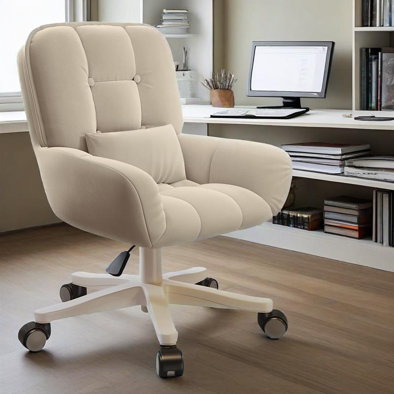 Modern Minimalist Velvet PU Leather & Nylon Square Desk Chair With Adjustable Height For Home Office DFM-F