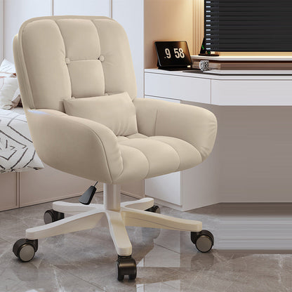 Modern Minimalist Velvet PU Leather & Nylon Square Desk Chair With Adjustable Height For Home Office