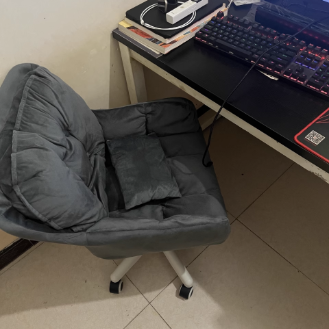 Modern Minimalist Velvet PU Leather & Nylon Square Desk Chair With Adjustable Height For Home Office DFM-F