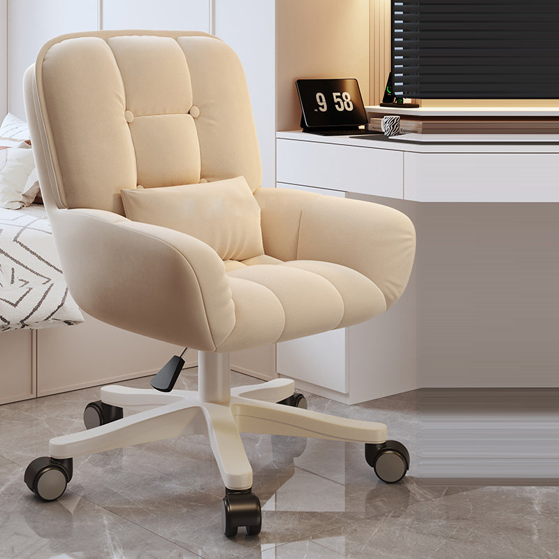 Modern Minimalist Velvet PU Leather & Nylon Square Desk Chair With Adjustable Height For Home Office