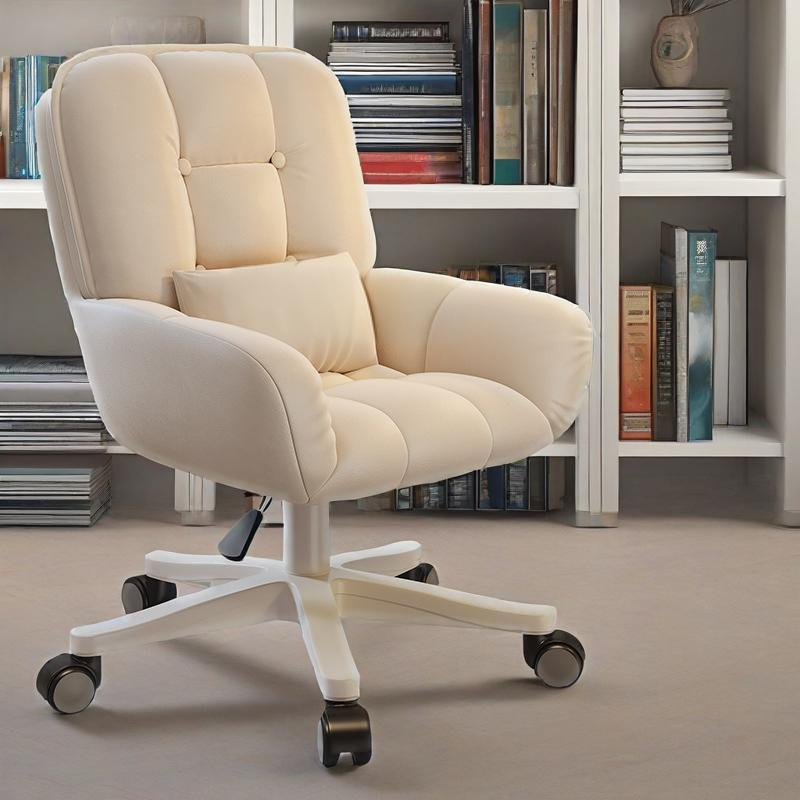 Modern Minimalist Velvet PU Leather & Nylon Square Desk Chair With Adjustable Height For Home Office DFM-F