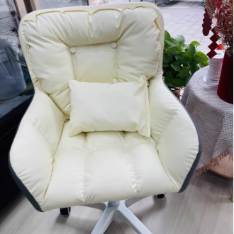 Modern Minimalist Velvet PU Leather & Nylon Square Desk Chair With Adjustable Height For Home Office