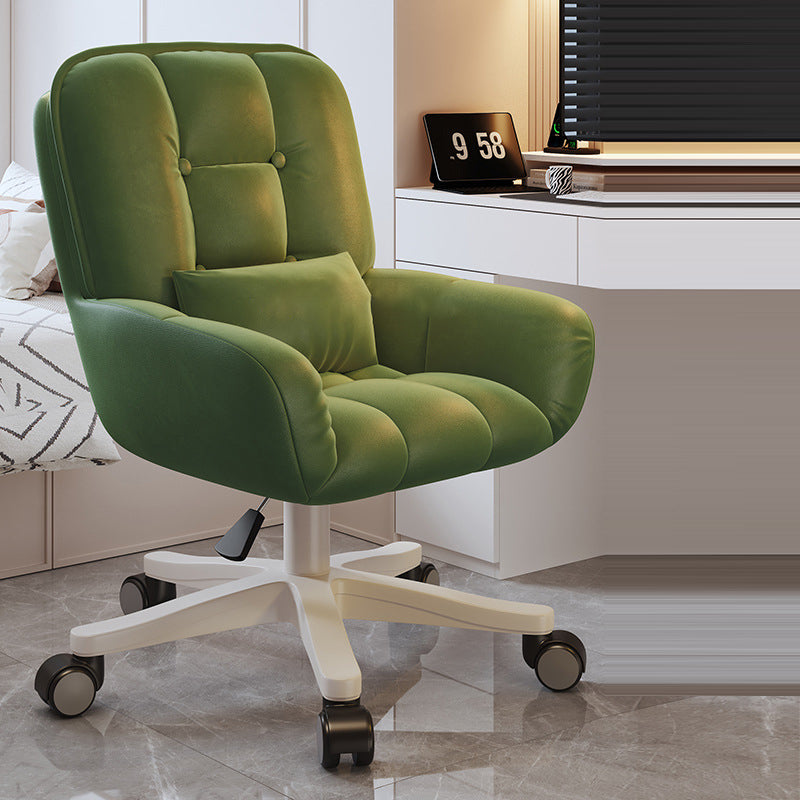 Modern Minimalist Velvet PU Leather & Nylon Square Desk Chair With Adjustable Height For Home Office DFM-F