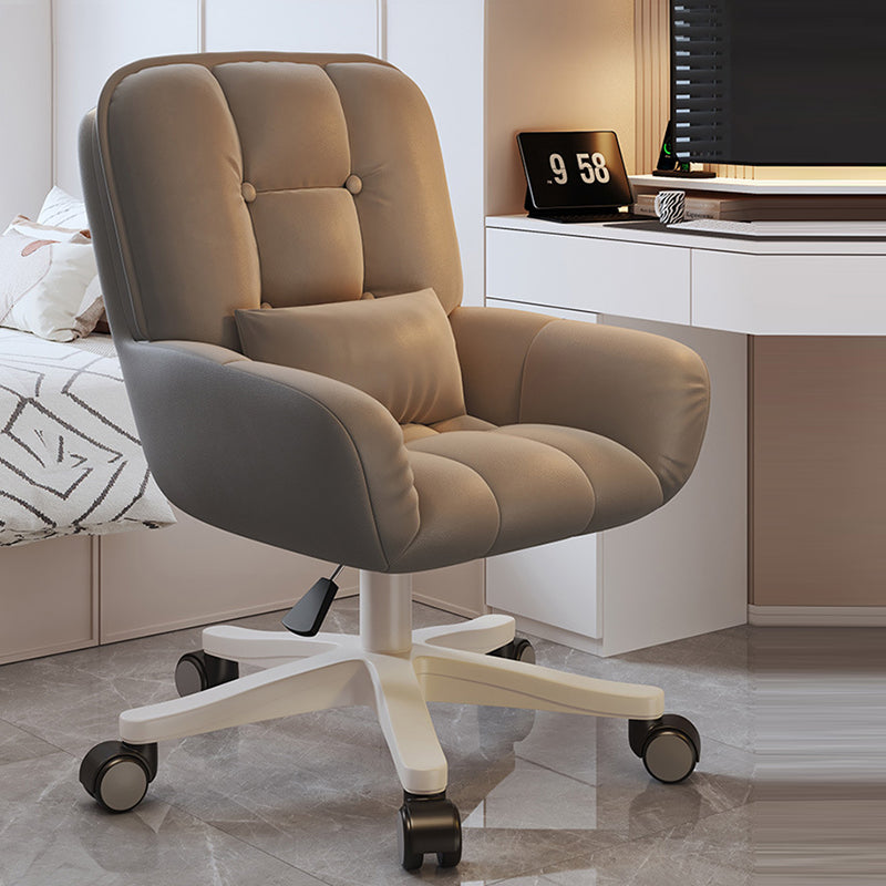 Modern Minimalist Velvet PU Leather & Nylon Square Desk Chair With Adjustable Height For Home Office