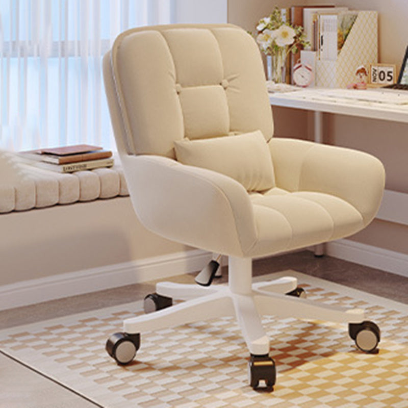 Modern Minimalist Velvet PU Leather & Nylon Square Desk Chair With Adjustable Height For Home Office DFM-F