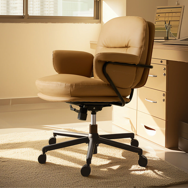 Contemporary Nordic PU Leather Square Desk Chair With Swivel & Height Adjustment For Home Office DFM-F