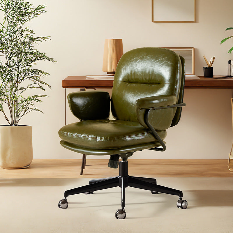 Contemporary Nordic PU Leather Square Desk Chair With Swivel & Height Adjustment For Home Office DFM-F