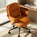 Contemporary Nordic PU Leather Square Desk Chair With Swivel & Height Adjustment For Home Office DFM-F