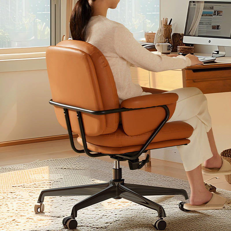 Contemporary Nordic PU Leather Square Desk Chair With Swivel & Height Adjustment For Home Office DFM-F