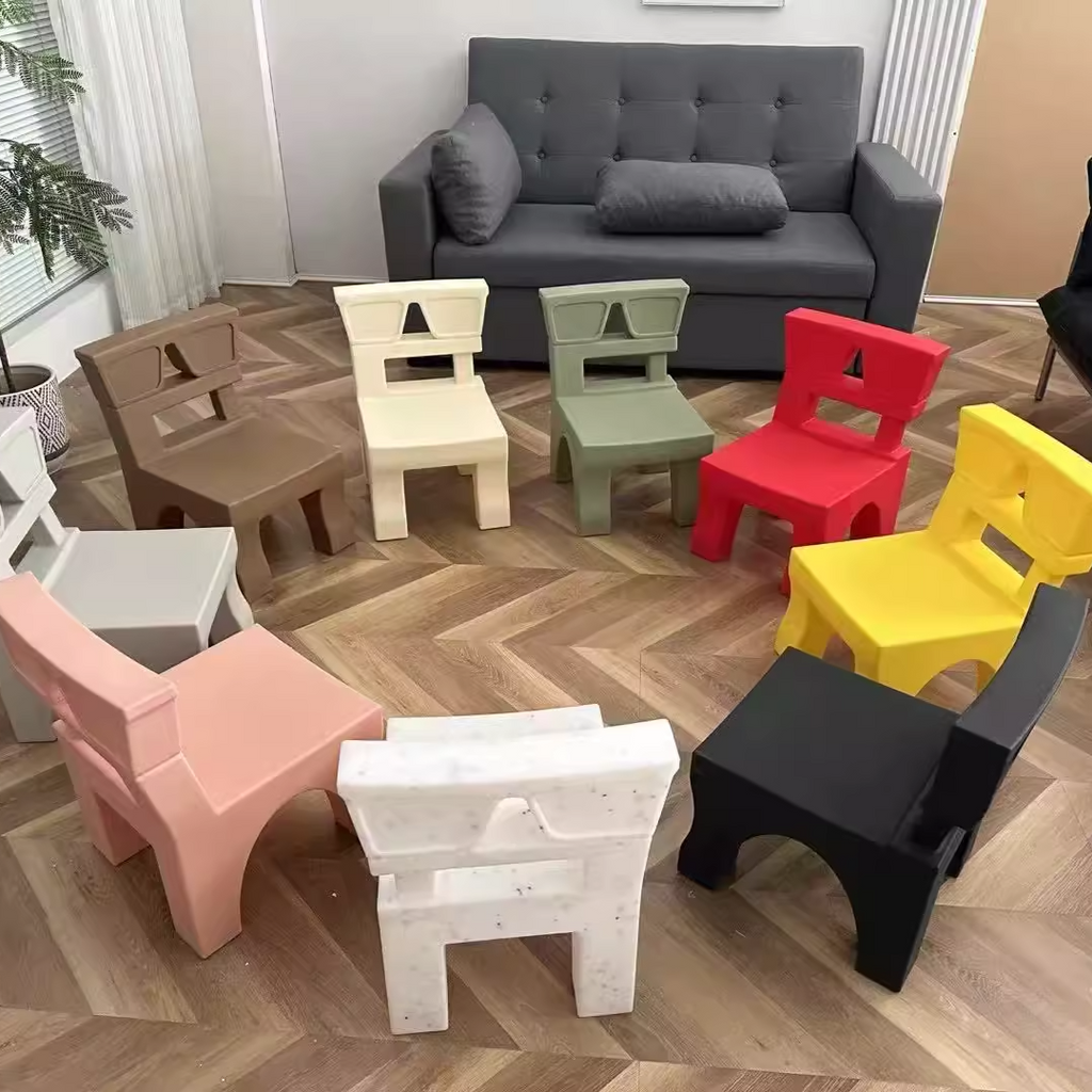 Lumendat Contemporary Nordic Plastic Square Low Stool For Kids Bedroom & Living Room Lumendat