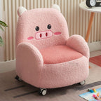 Lumendat Contemporary Creative Lambswool & Wood Square Sofa Chair For Kids Living Room & Bedroom Lumendat