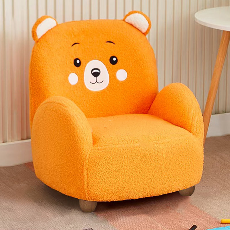 Lumendat Contemporary Creative Lambswool & Wood Square Sofa Chair For Kids Living Room & Bedroom Lumendat
