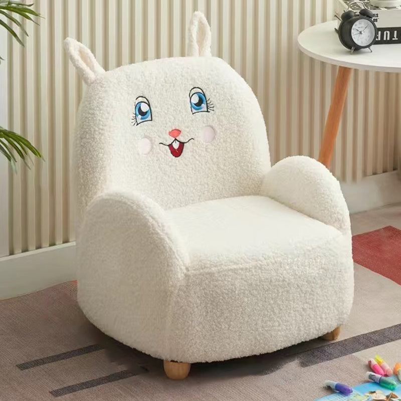 Lumendat Contemporary Creative Lambswool & Wood Square Sofa Chair For Kids Living Room & Bedroom Lumendat