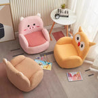 Lumendat Contemporary Creative Lambswool & Wood Square Sofa Chair For Kids Living Room & Bedroom Lumendat