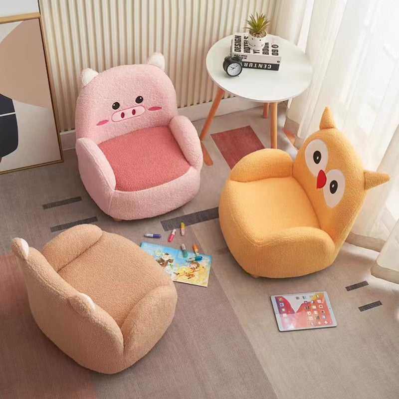 Lumendat Contemporary Creative Lambswool & Wood Square Sofa Chair For Kids Living Room & Bedroom Lumendat