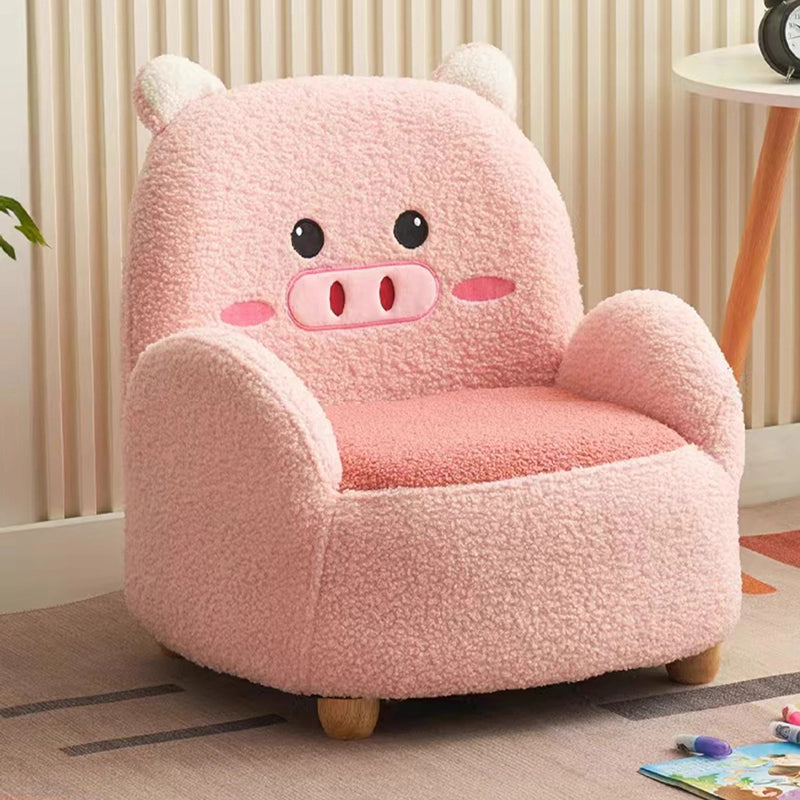 Lumendat Contemporary Creative Lambswool & Wood Square Sofa Chair For Kids Living Room & Bedroom Lumendat
