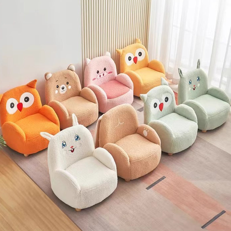 Lumendat Contemporary Creative Lambswool & Wood Square Sofa Chair For Kids Living Room & Bedroom Lumendat