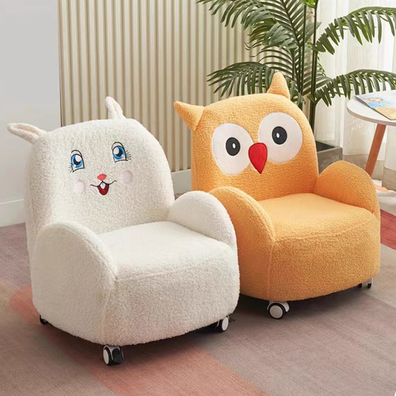 Lumendat Contemporary Creative Lambswool & Wood Square Sofa Chair For Kids Living Room & Bedroom Lumendat