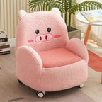 Lumendat Contemporary Creative Lambswool & Wood Square Sofa Chair For Kids Living Room & Bedroom Lumendat