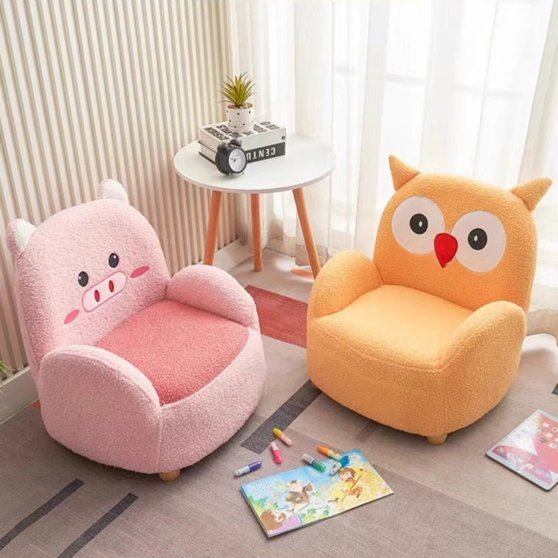 Lumendat Contemporary Creative Lambswool & Wood Square Sofa Chair For Kids Living Room & Bedroom Lumendat