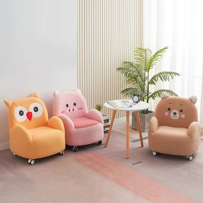 Lumendat Contemporary Creative Lambswool & Wood Square Sofa Chair For Kids Living Room & Bedroom Lumendat