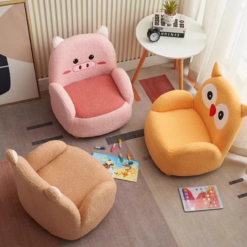 Lumendat Contemporary Creative Lambswool & Wood Square Sofa Chair For Kids Living Room & Bedroom Lumendat