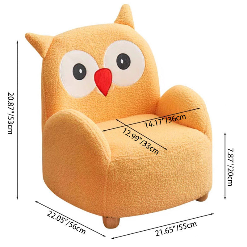 Lumendat Contemporary Creative Lambswool & Wood Square Sofa Chair For Kids Living Room & Bedroom Lumendat
