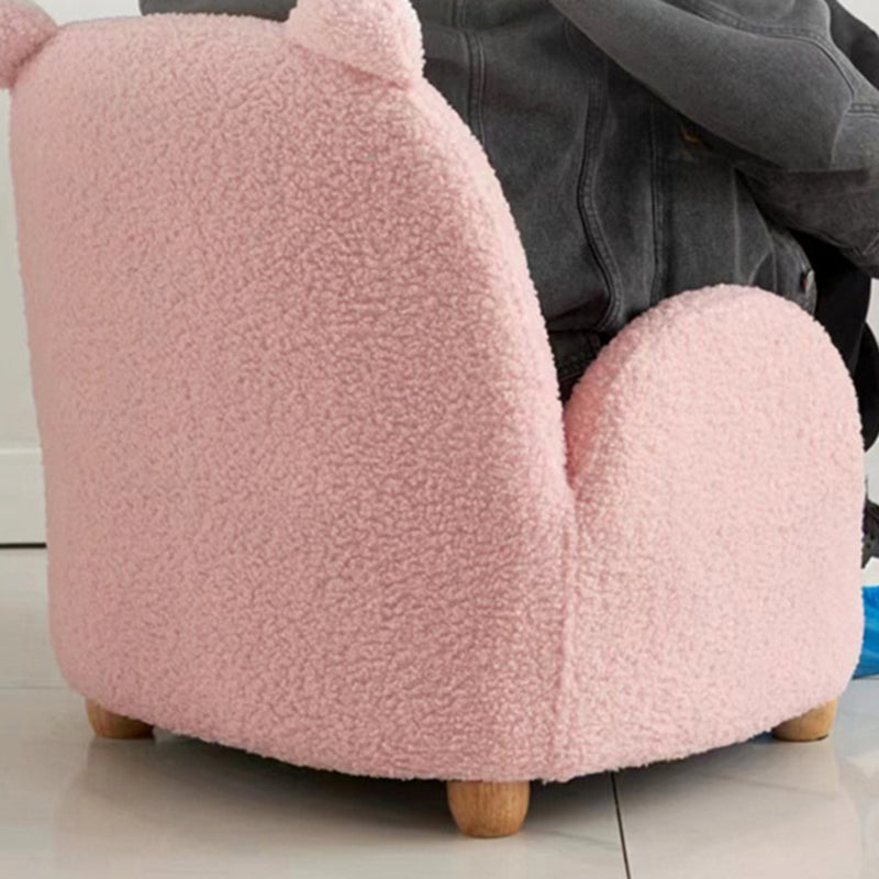 Lumendat Contemporary Creative Lambswool & Wood Square Sofa Chair For Kids Living Room & Bedroom Lumendat