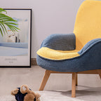 Lumendat Modern Minimalist Teddy Velvet & Wood Curved Sofa Chair With Foldable Backrest For Kids Bedroom & Living Room Lumendat