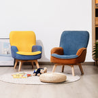 Lumendat Modern Minimalist Teddy Velvet & Wood Curved Sofa Chair With Foldable Backrest For Kids Bedroom & Living Room Lumendat