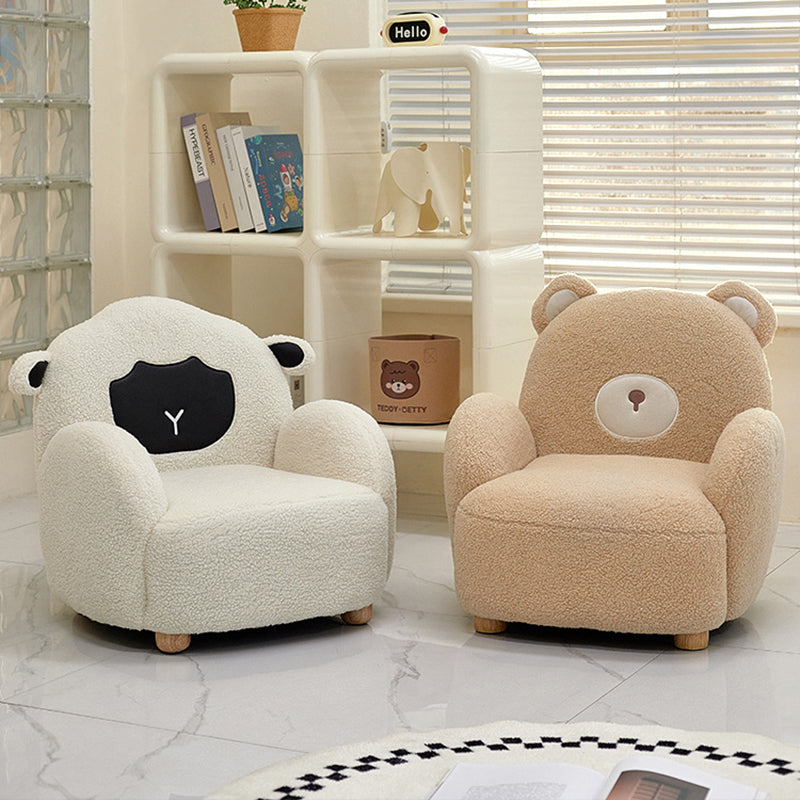 Lumendat Contemporary Creative Lambswool & Wood Animal-Shaped Sofa Chair For Kids Bedroom & Living Room Lumendat