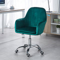 Modern Minimalist Velvet & Metal Square Desk Chair With Swivel & Height Adjustment For Home Office DFM-F