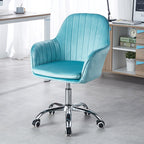 Modern Minimalist Velvet & Metal Square Desk Chair With Swivel & Height Adjustment For Home Office DFM-F