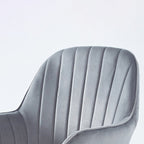 Modern Minimalist Velvet & Metal Square Desk Chair With Swivel & Height Adjustment For Home Office DFM-F
