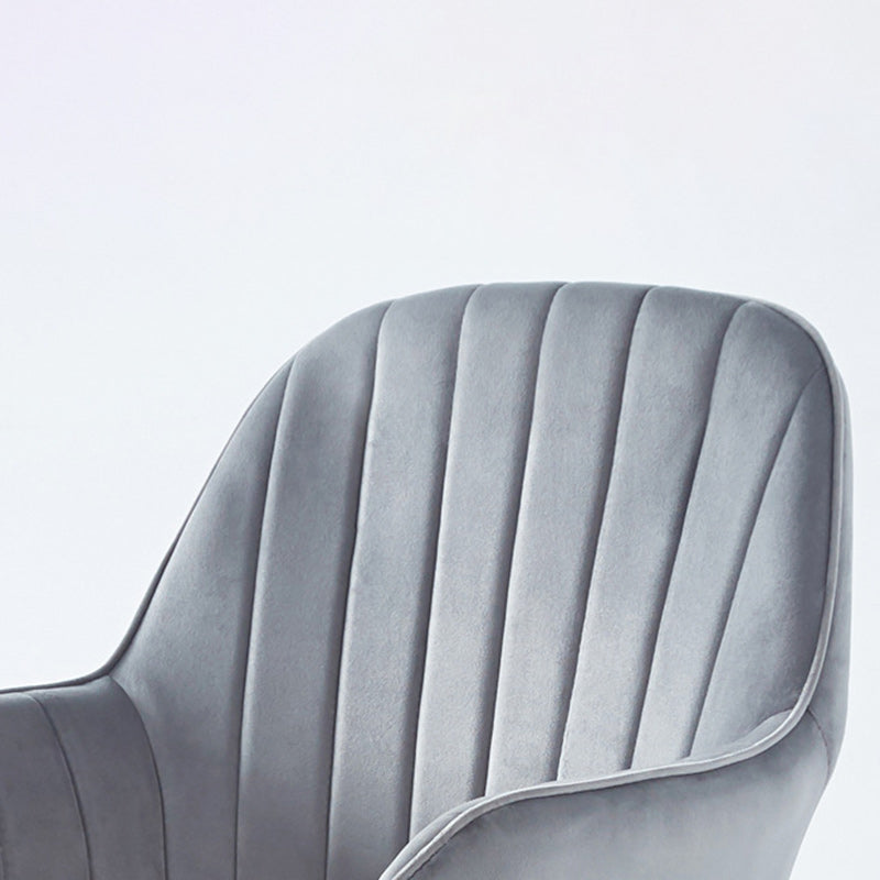 Modern Minimalist Velvet & Metal Square Desk Chair With Swivel & Height Adjustment For Home Office DFM-F