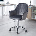 Modern Minimalist Velvet & Metal Square Desk Chair With Swivel & Height Adjustment For Home Office DFM-F