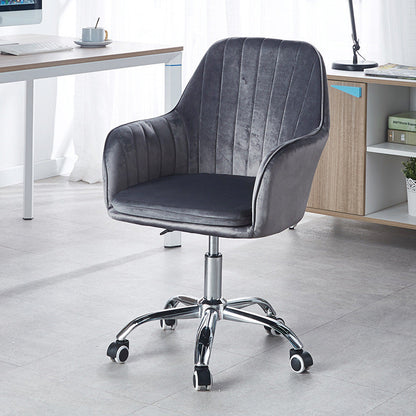 Modern Minimalist Velvet & Metal Square Desk Chair With Swivel & Height Adjustment For Home Office
