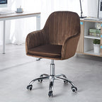 Modern Minimalist Velvet & Metal Square Desk Chair With Swivel & Height Adjustment For Home Office DFM-F