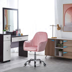 Modern Minimalist Velvet & Metal Square Desk Chair With Swivel & Height Adjustment For Home Office DFM-F