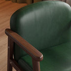 Lumendat Contemporary Scandinavian Curved Arc Rubberwood Faux Oil-Wax Leather Flannelette Kids Accent Chair Backrest Armrest For Bedroom Lumendat