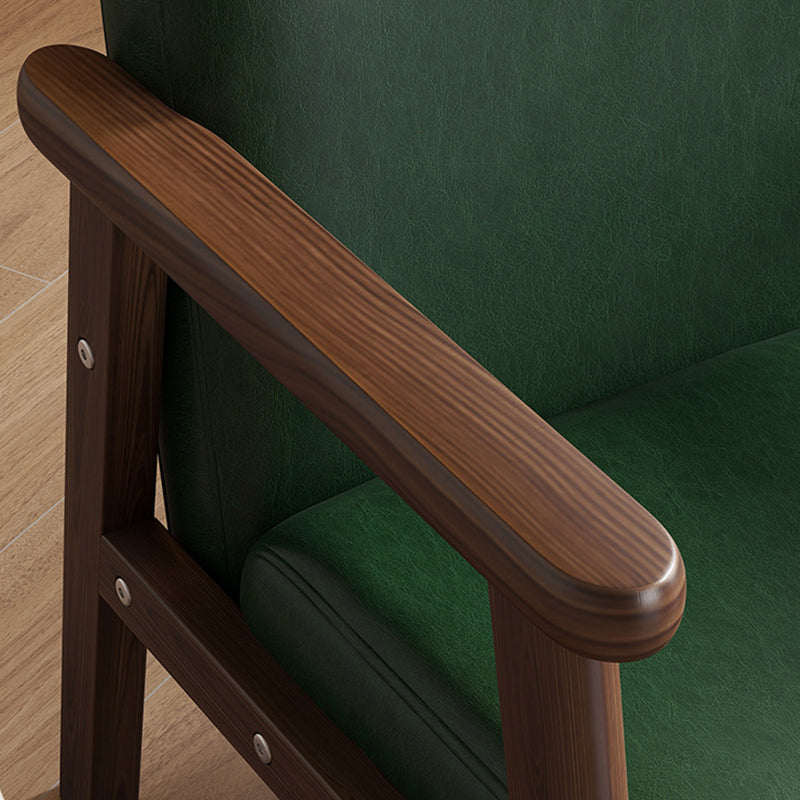 Lumendat Contemporary Scandinavian Curved Arc Rubberwood Faux Oil-Wax Leather Flannelette Kids Accent Chair Backrest Armrest For Bedroom Lumendat