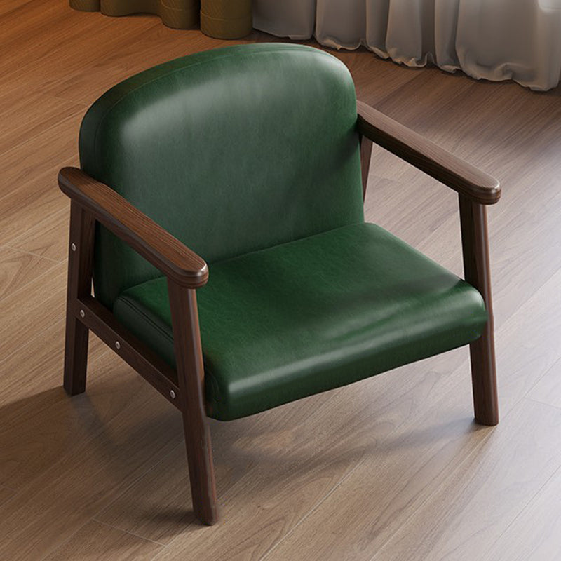Lumendat Contemporary Scandinavian Curved Arc Rubberwood Faux Oil-Wax Leather Flannelette Kids Accent Chair Backrest Armrest For Bedroom Lumendat