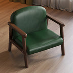 Lumendat Contemporary Scandinavian Curved Arc Rubberwood Faux Oil-Wax Leather Flannelette Kids Accent Chair Backrest Armrest For Bedroom Lumendat