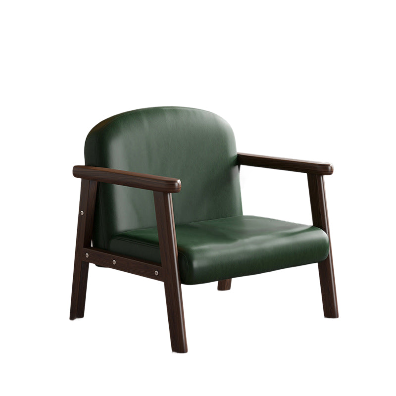 Lumendat Contemporary Scandinavian Curved Arc Rubberwood Faux Oil-Wax Leather Flannelette Kids Accent Chair Backrest Armrest For Bedroom Lumendat