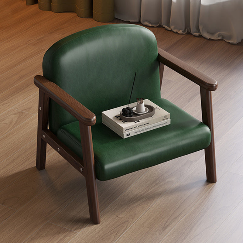 Lumendat Contemporary Scandinavian Curved Arc Rubberwood Faux Oil-Wax Leather Flannelette Kids Accent Chair Backrest Armrest For Bedroom Lumendat
