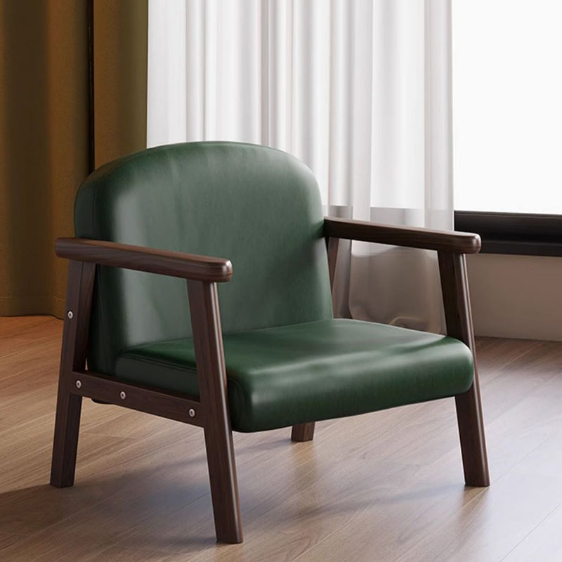 Lumendat Contemporary Scandinavian Curved Arc Rubberwood Faux Oil-Wax Leather Flannelette Kids Accent Chair Backrest Armrest For Bedroom Lumendat